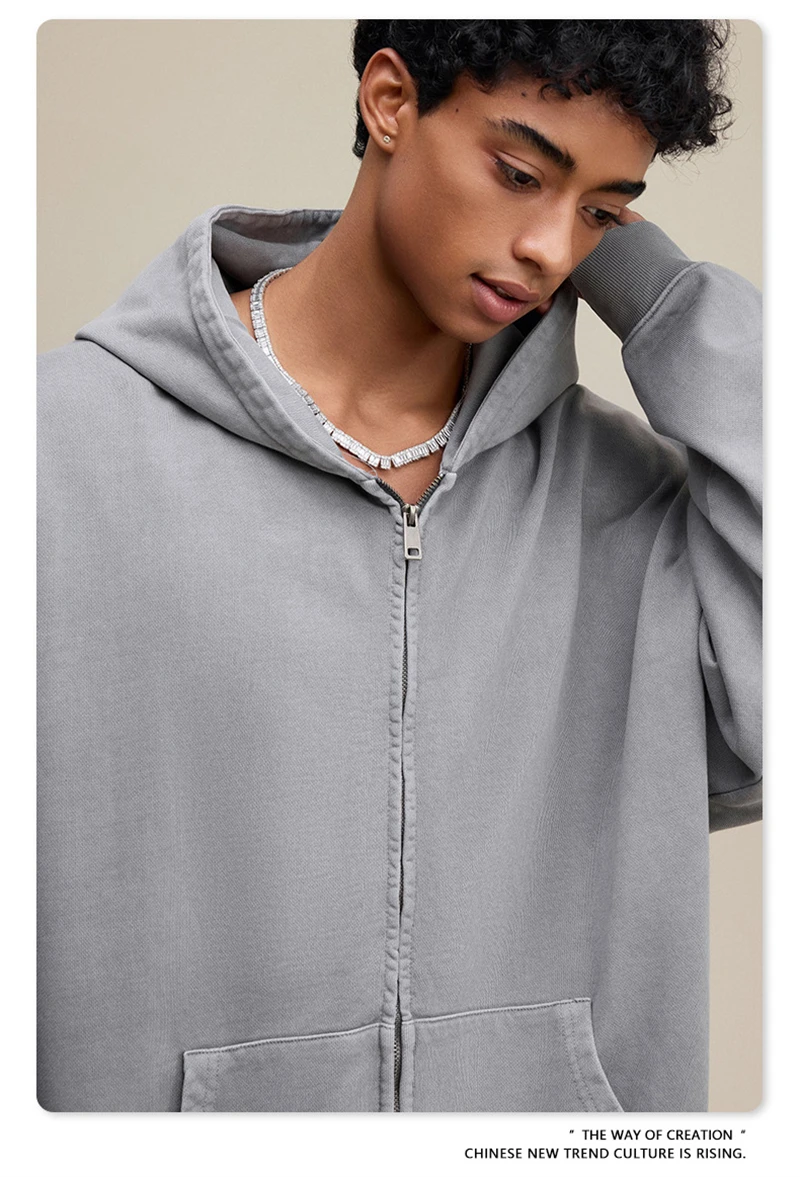 ZODF 2025 Autumn Men Heavy Weight 480gsm Hoodies Unisex Retro Washed Terry Cotton Distressed Hooded Coats HY1110