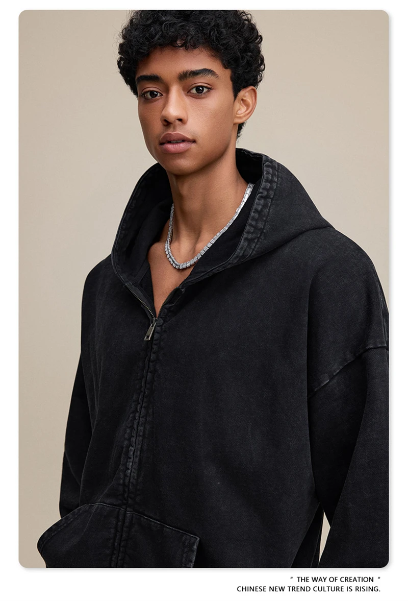 ZODF 2025 Autumn Men Heavy Weight 480gsm Hoodies Unisex Retro Washed Terry Cotton Distressed Hooded Coats HY1110
