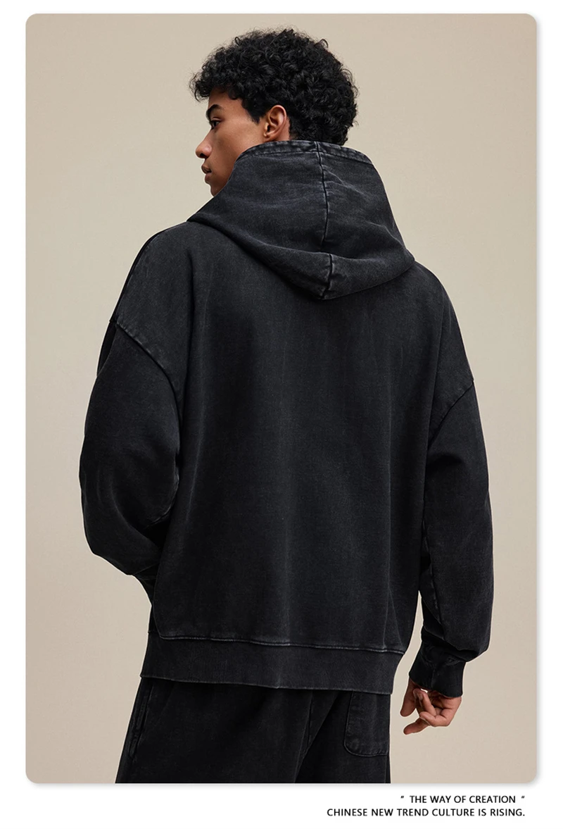 ZODF 2025 Autumn Men Heavy Weight 480gsm Hoodies Unisex Retro Washed Terry Cotton Distressed Hooded Coats HY1110