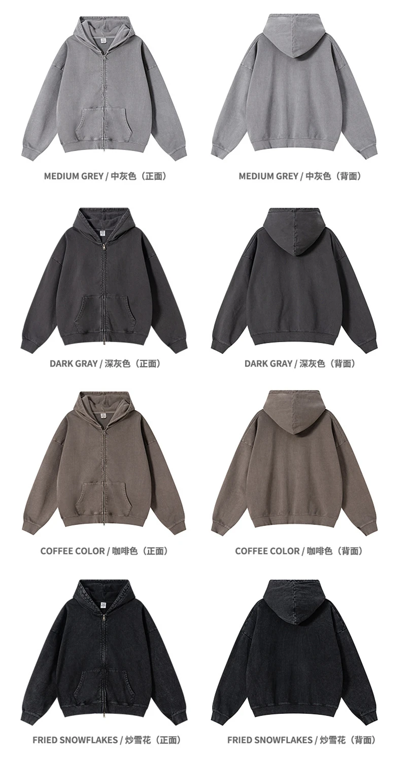 ZODF 2025 Autumn Men Heavy Weight 480gsm Hoodies Unisex Retro Washed Terry Cotton Distressed Hooded Coats HY1110