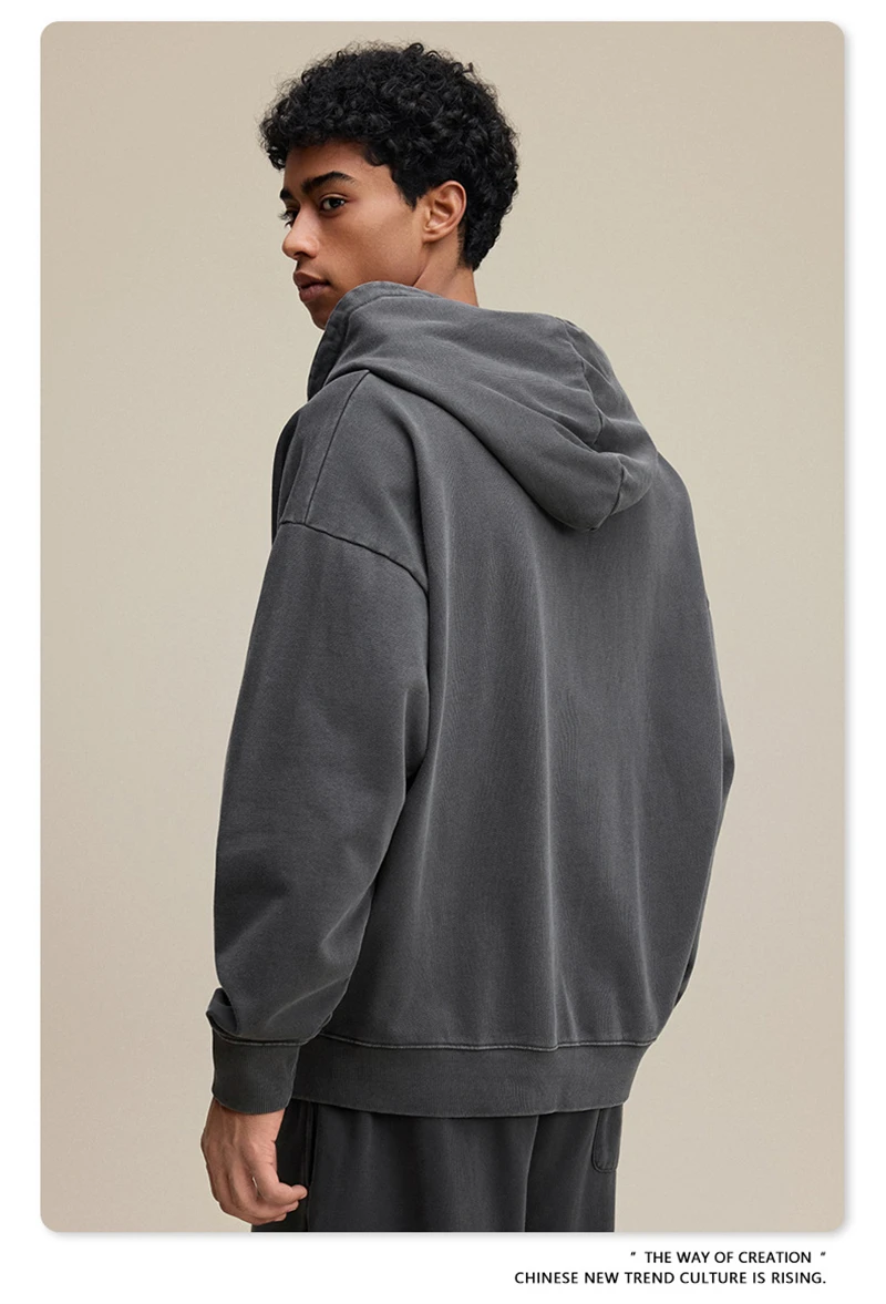 ZODF 2025 Autumn Men Heavy Weight 480gsm Hoodies Unisex Retro Washed Terry Cotton Distressed Hooded Coats HY1110