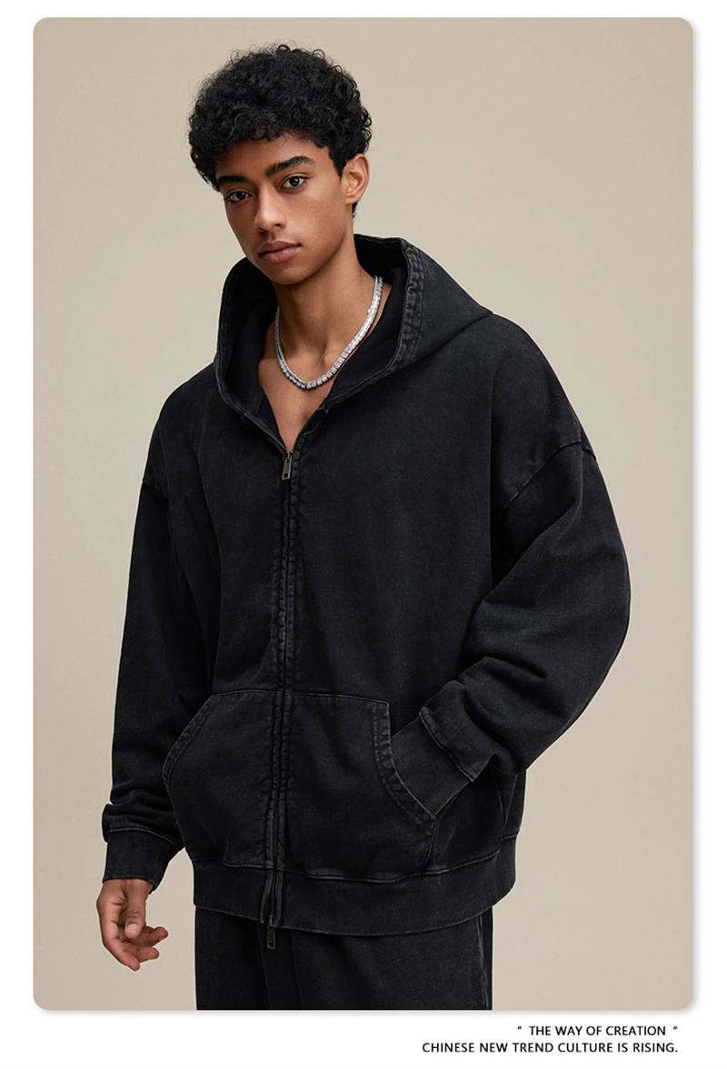 ZODF 2025 Autumn Men Heavy Weight 480gsm Hoodies Unisex Retro Washed Terry Cotton Distressed Hooded Coats HY1110