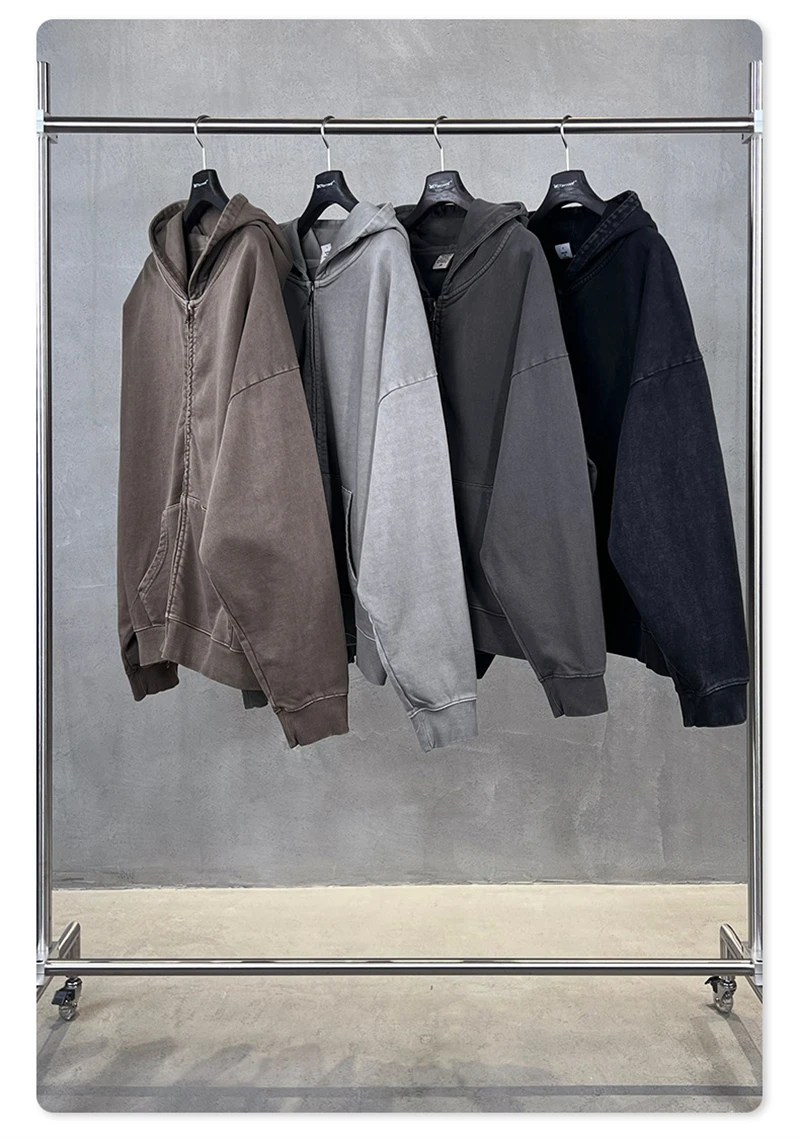 ZODF 2025 Autumn Men Heavy Weight 480gsm Hoodies Unisex Retro Washed Terry Cotton Distressed Hooded Coats HY1110