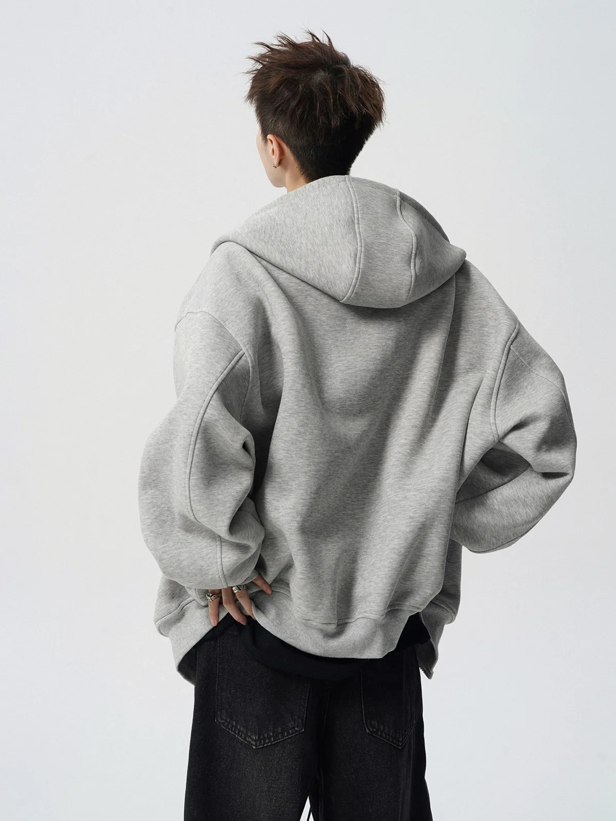 2026 Autumn Winter New Men's Casual High Collar Hoodie Korean Fashion Harajuku High Street Loose Zipper Hooded Jacket Streetwear