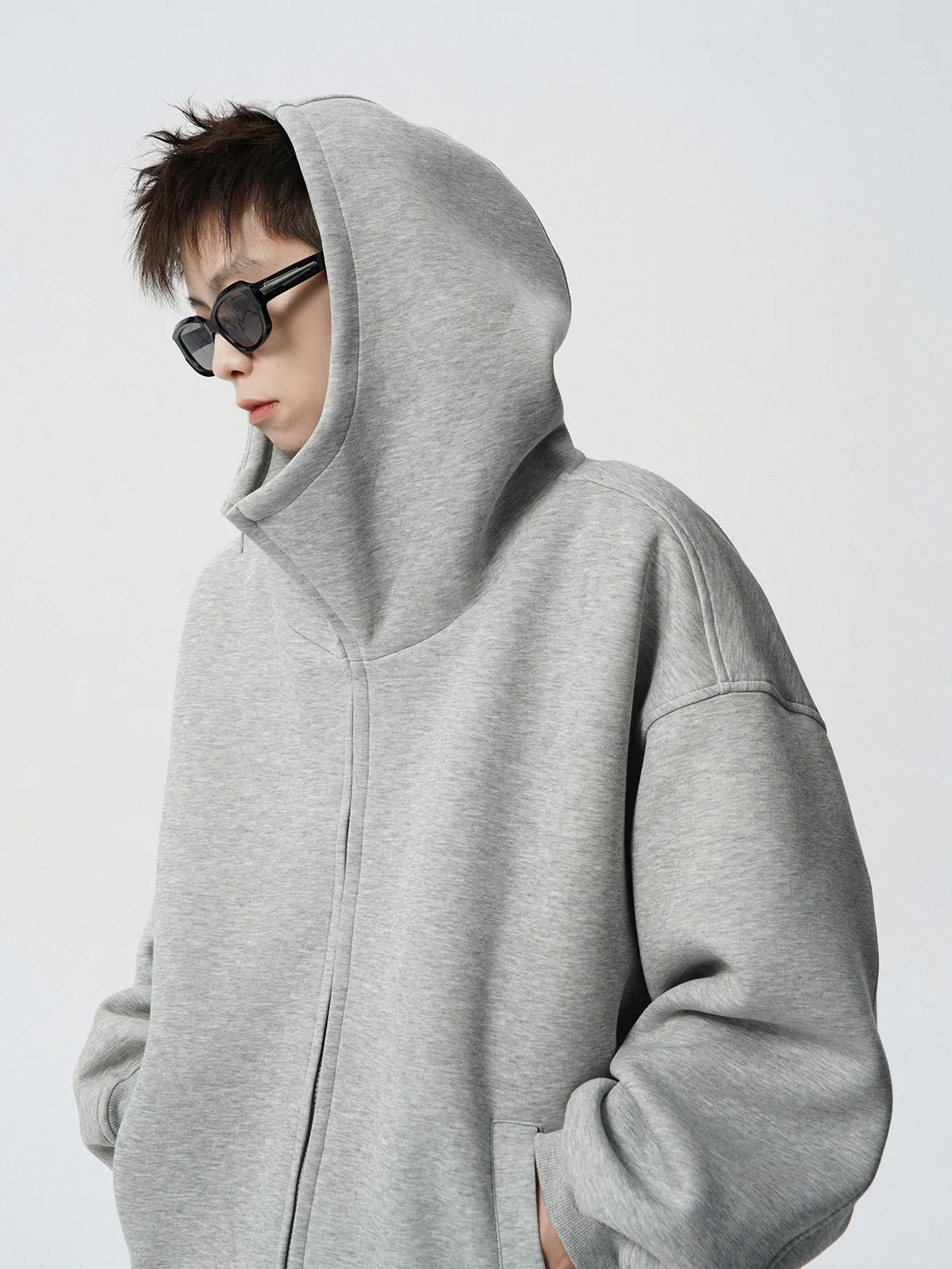 2026 Autumn Winter New Men's Casual High Collar Hoodie Korean Fashion Harajuku High Street Loose Zipper Hooded Jacket Streetwear