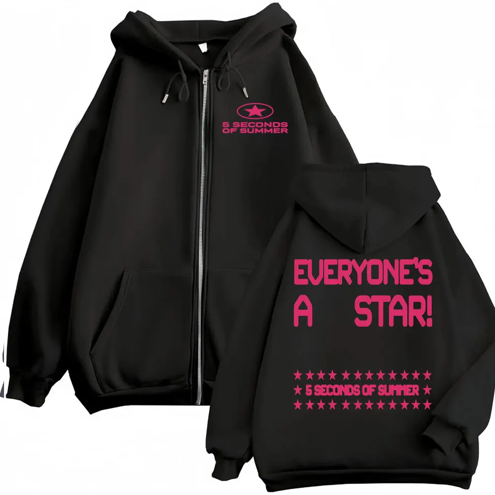 5 Seconds of Summer Everyone's A Star World Tour Zip Up Hoodies Jacket Sweatshirts Men Women Fashion Hip Hop Zipper Hoodie Coats