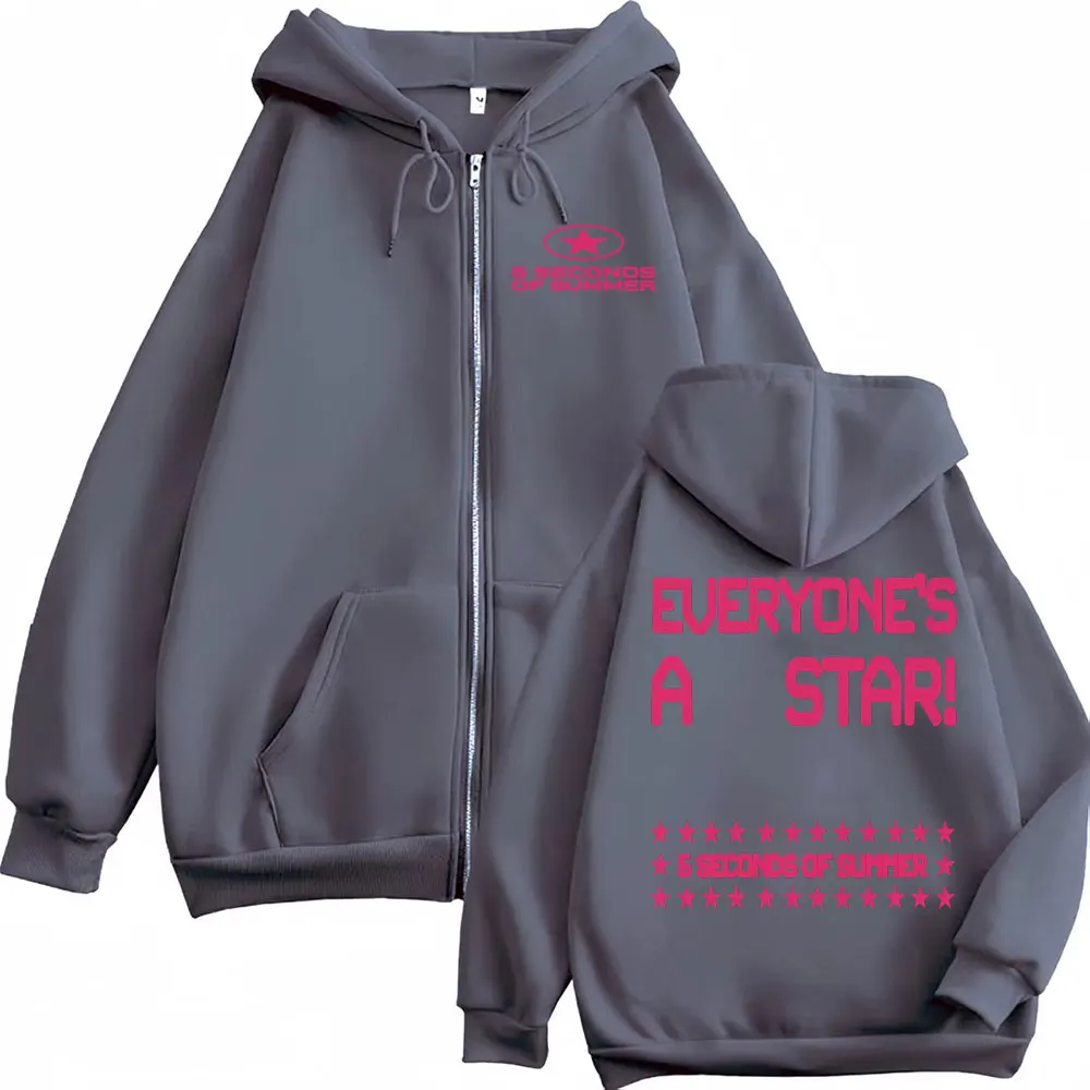 5 Seconds of Summer Everyone's A Star World Tour Zip Up Hoodies Jacket Sweatshirts Men Women Fashion Hip Hop Zipper Hoodie Coats