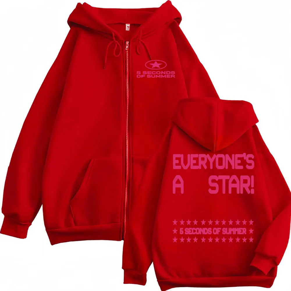 5 Seconds of Summer Everyone's A Star World Tour Zip Up Hoodies Jacket Sweatshirts Men Women Fashion Hip Hop Zipper Hoodie Coats