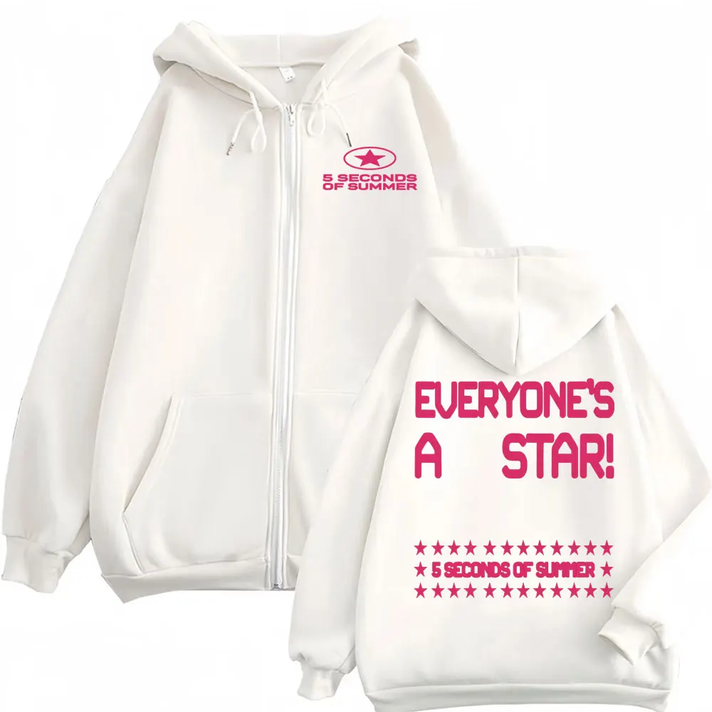 5 Seconds of Summer Everyone's A Star World Tour Zip Up Hoodies Jacket Sweatshirts Men Women Fashion Hip Hop Zipper Hoodie Coats