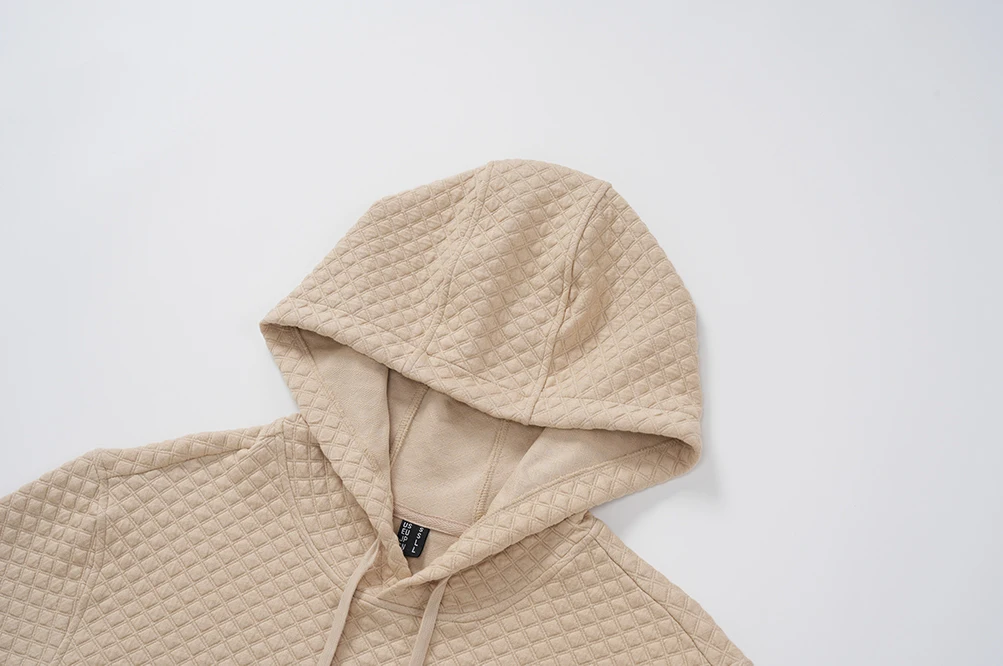 TACVASEN Mens Fashion Knit Hooded Sweatshirt Casual Plain Pullover Hoodie Drawstring Quilted Textured Soft Warm High Quality