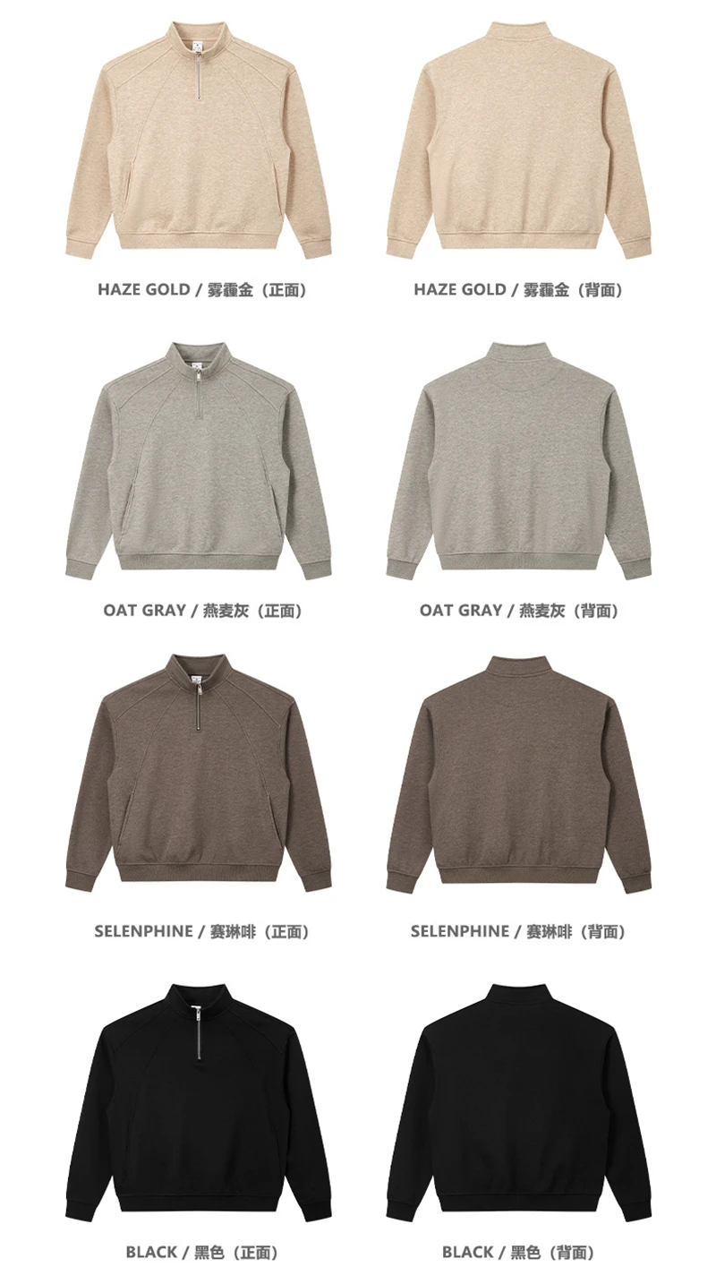 ZODF Trendy Autumn 320gsm Polo Collar Sweatshirt For Man Unisex Cusual Old Money Style Half Zipper Pullovers Streetwears HY1319