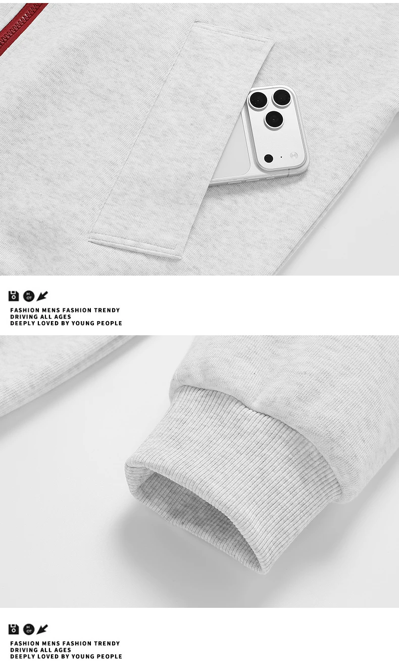 Couple Hooded Color Block Sweatshirt Outerwear Autumn Winter New American Retro Spliced Two Color Mens Cardigan Sweatshirt