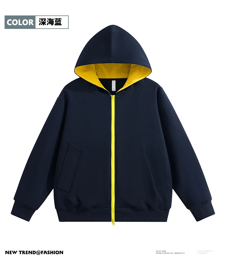 Couple Hooded Color Block Sweatshirt Outerwear Autumn Winter New American Retro Spliced Two Color Mens Cardigan Sweatshirt