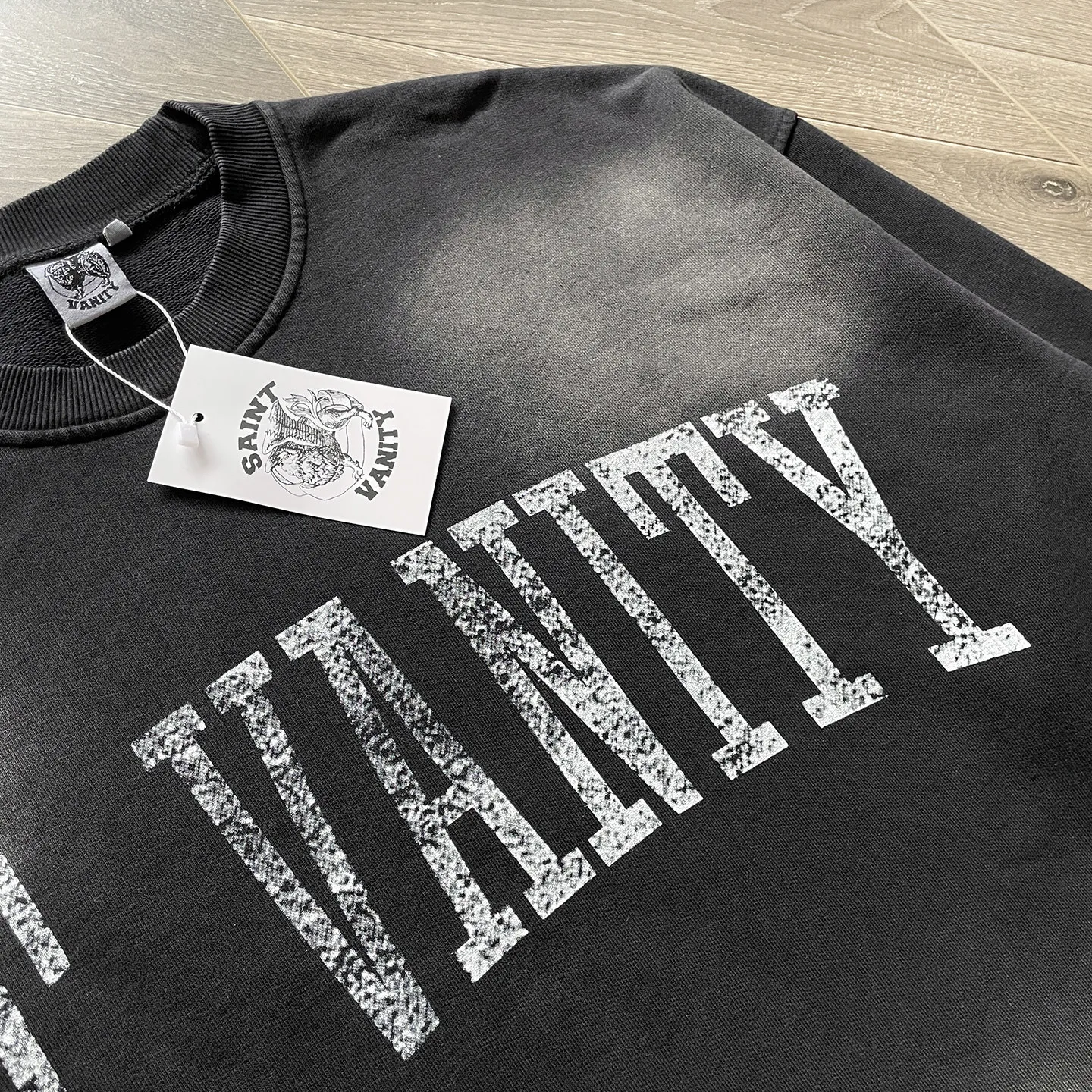 SAINT VANITY Logo Crewneck Casual Pure Cotton Washing Water Men's and Women's Same Crew Neck Sweater