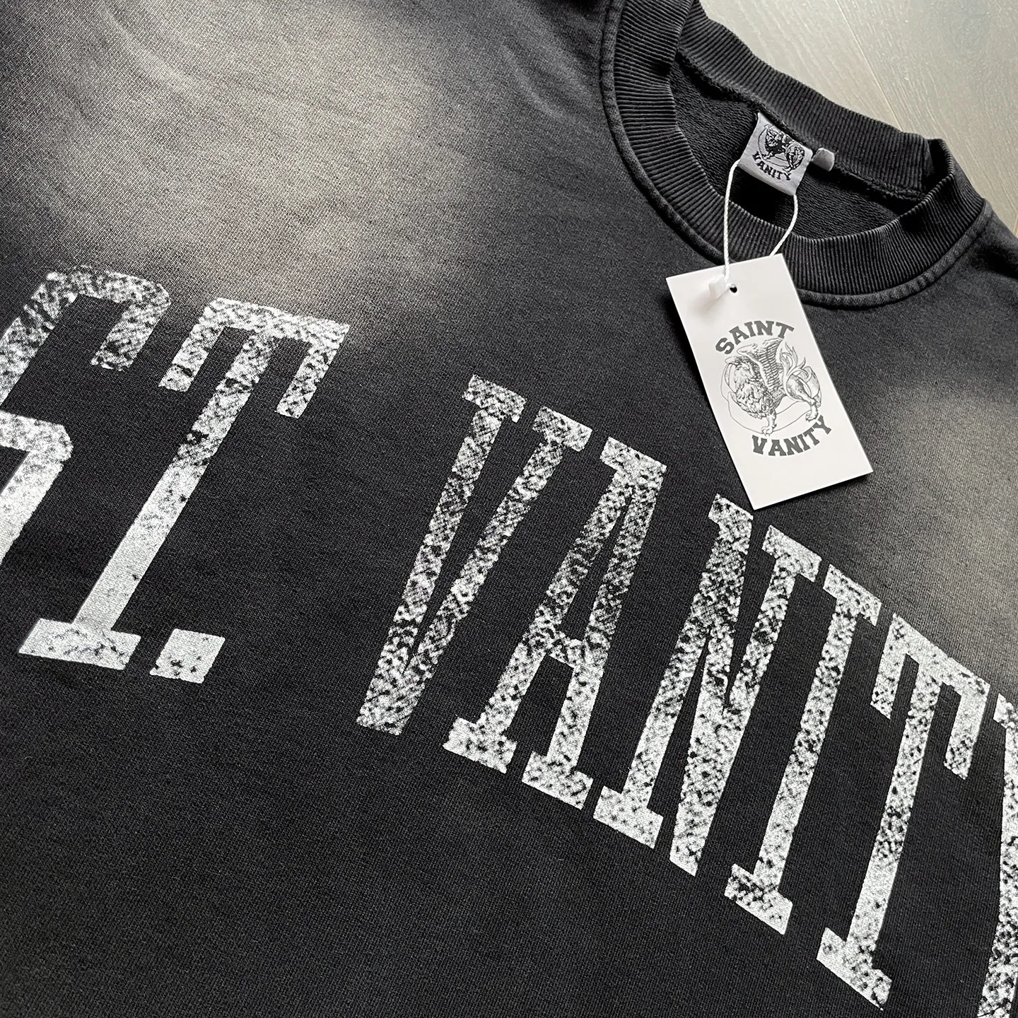 SAINT VANITY Logo Crewneck Casual Pure Cotton Washing Water Men's and Women's Same Crew Neck Sweater