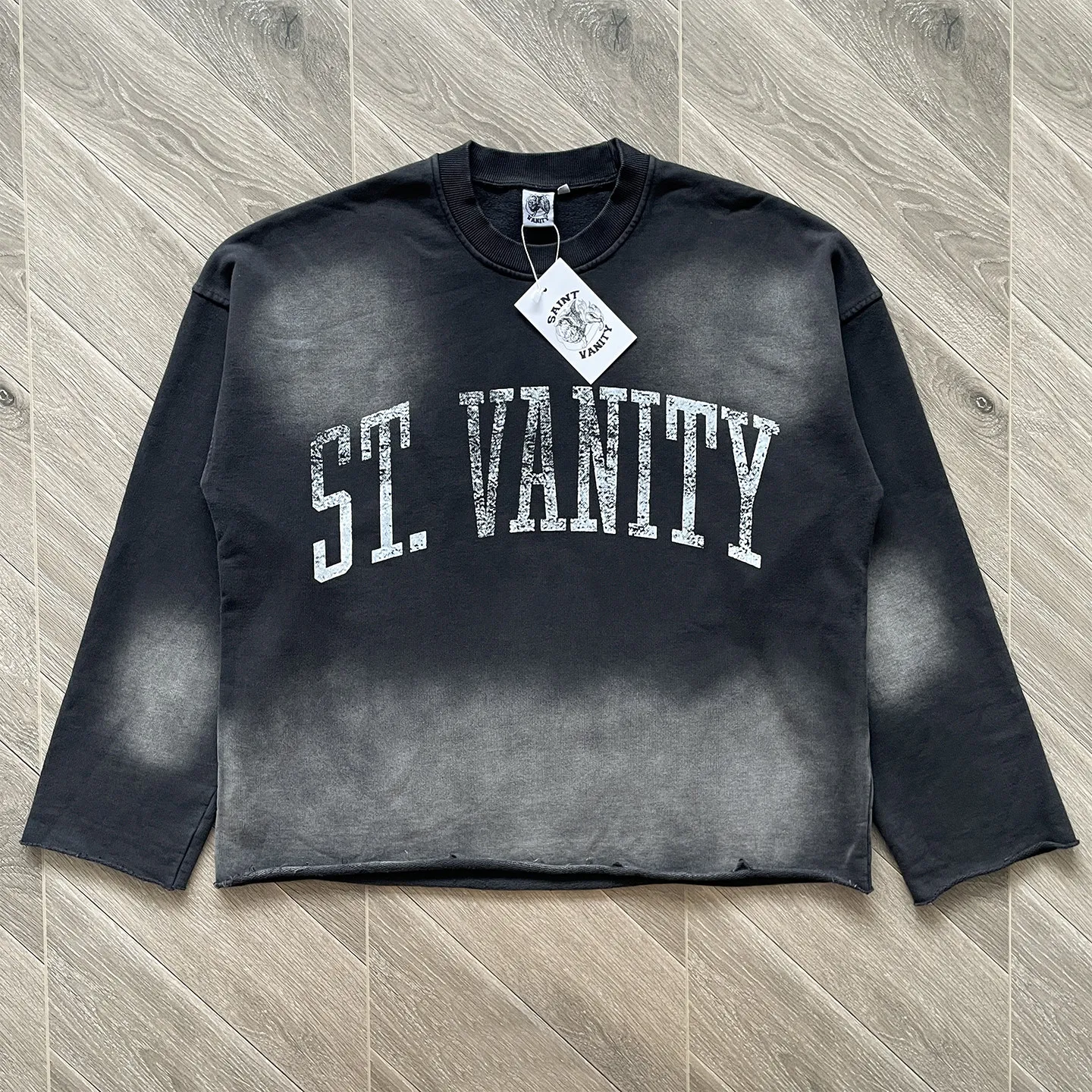 SAINT VANITY Logo Crewneck Casual Pure Cotton Washing Water Men's and Women's Same Crew Neck Sweater