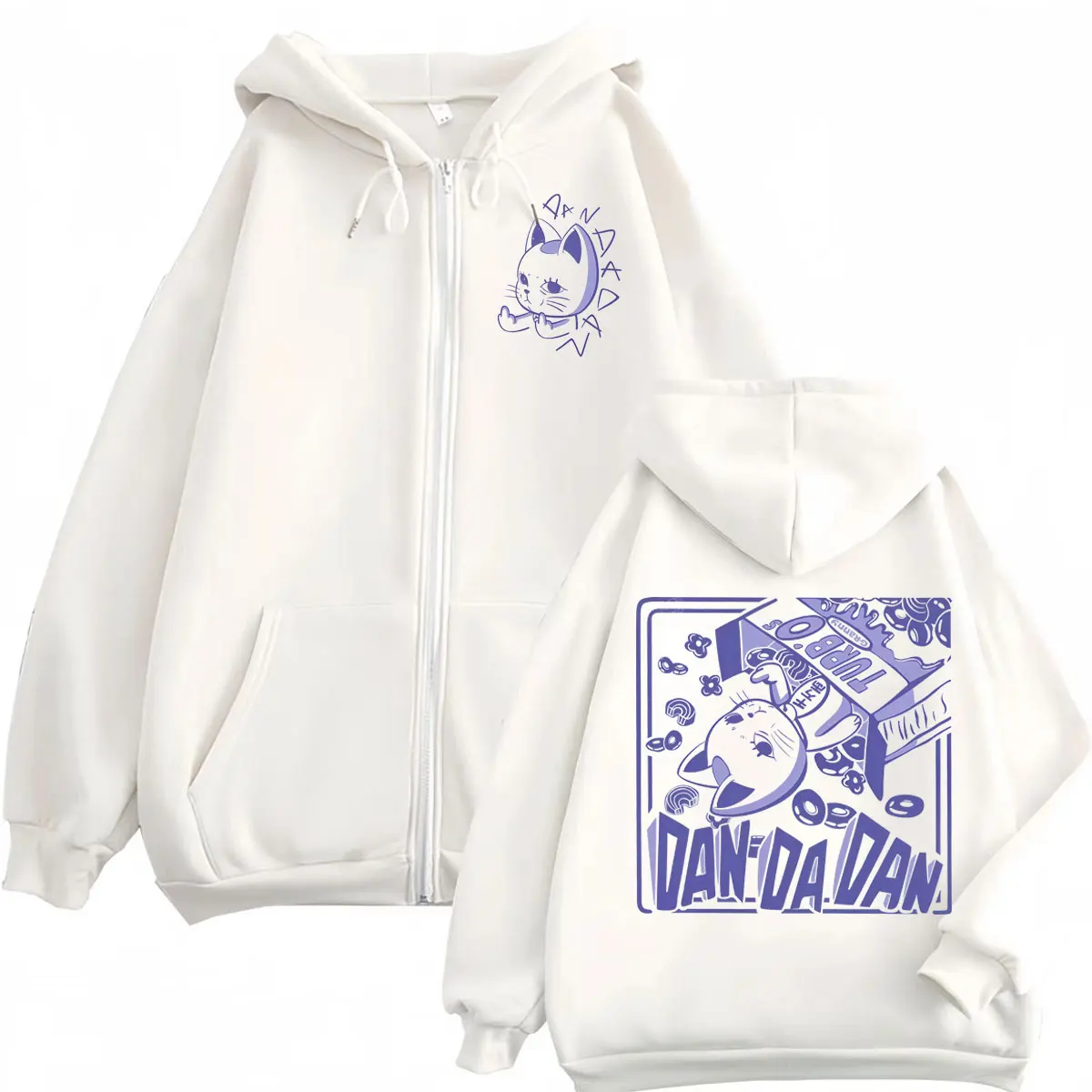 Anime Dandadan Turbo Granny Double Sided Print Zipper Hoodie Japanese Manga Style Zip Up Sweatshirts Men Women Casual Pullovers
