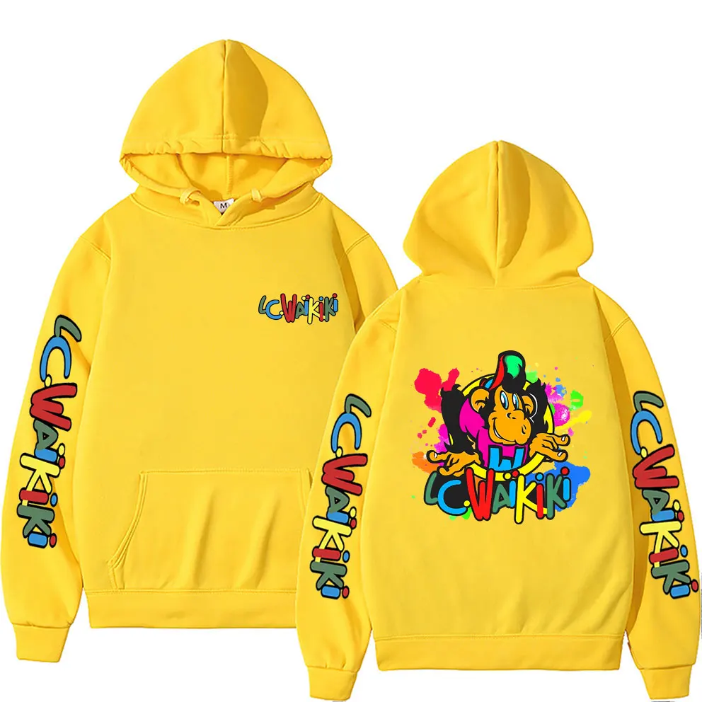 Lc Waikiki Monkey Graphic Hoodie Funny Men Women's Cartoon Monkeys Hooded Sweatshirt Male High Quality Fleece Cotton Hoodies