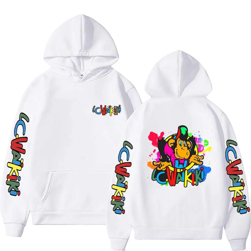 Lc Waikiki Monkey Graphic Hoodie Funny Men Women's Cartoon Monkeys Hooded Sweatshirt Male High Quality Fleece Cotton Hoodies