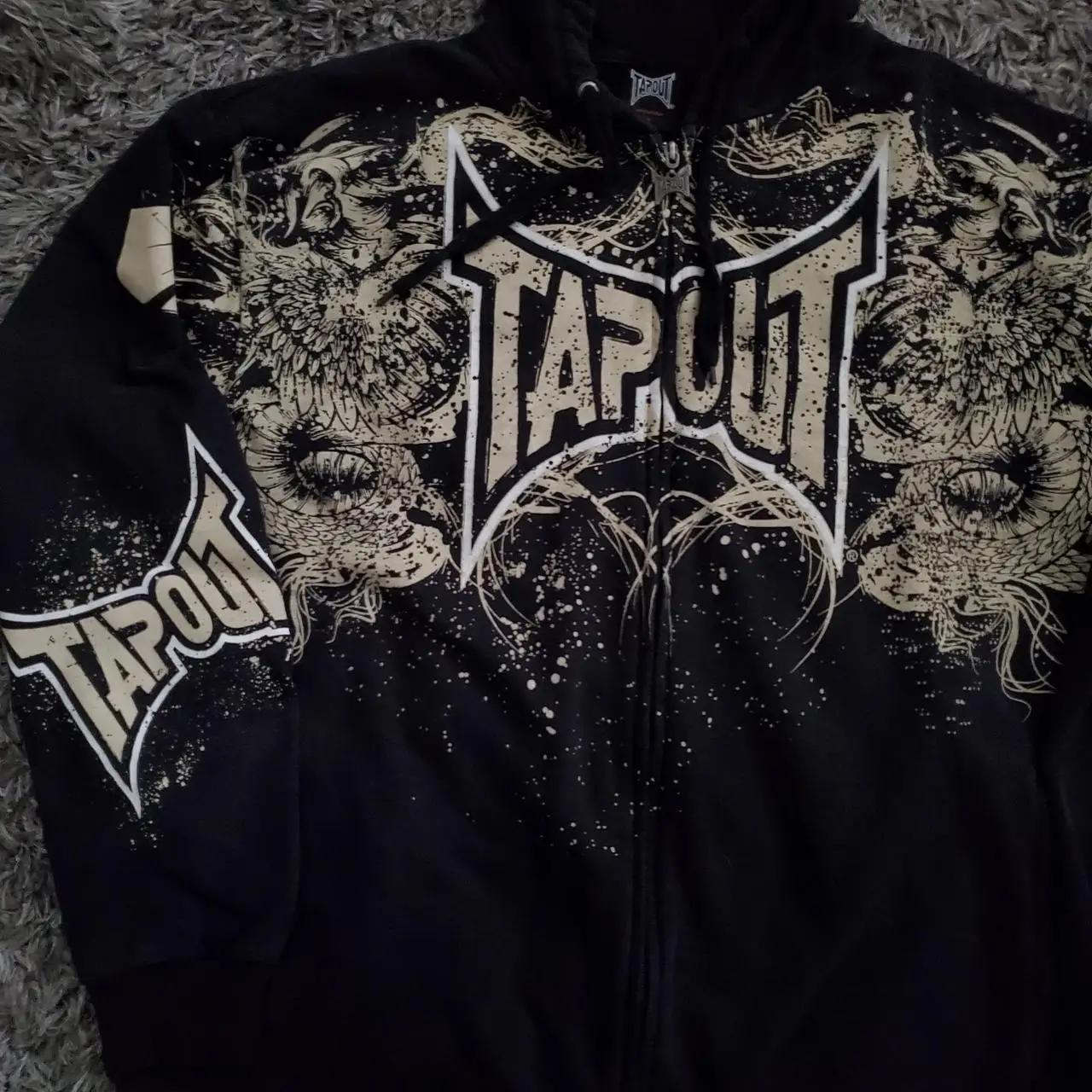 Streetwear Tapout Zipper Hoodie Y2K Mens Hip Hop Letter Retro Graphic Print Black Oversized Hoodie Gothic Jacket Clothes