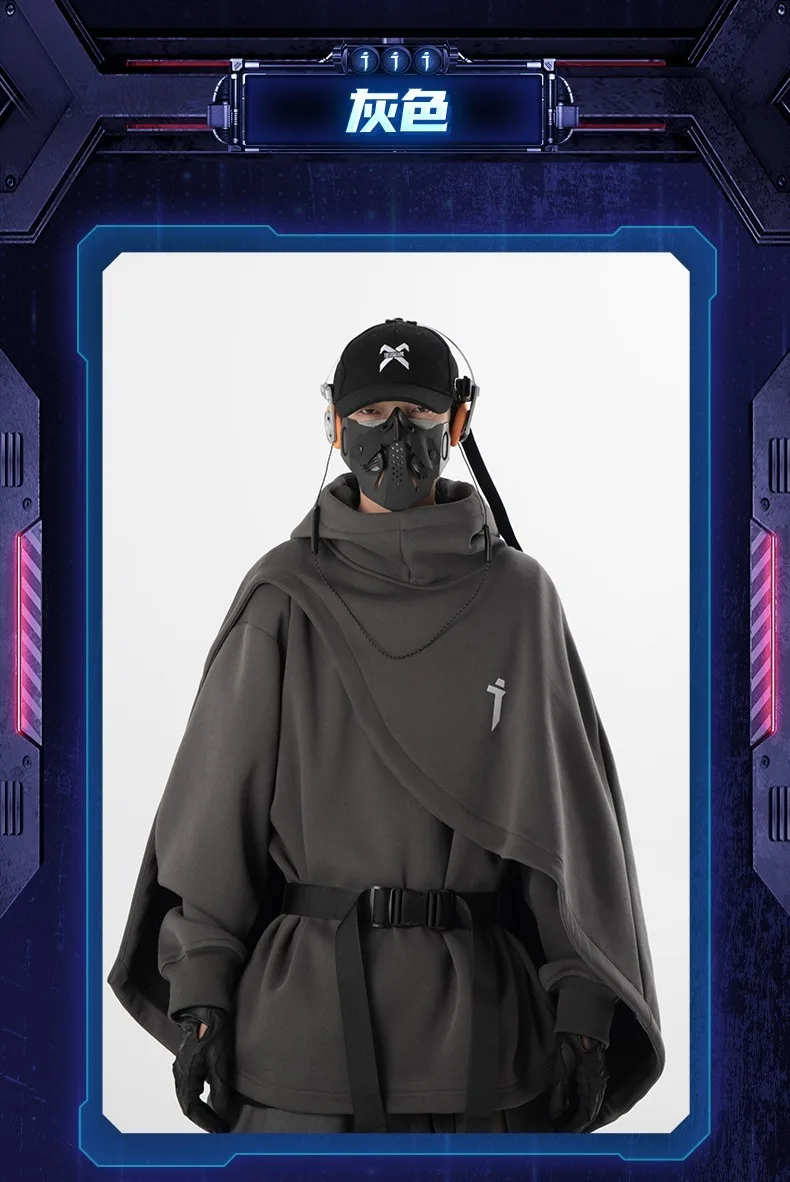 PFNW Autumn Winter Sweatshirt Hooded Fake Two-Piece Pullover Cloak Jacket 2025 Darkwear Male Tops 28W9215