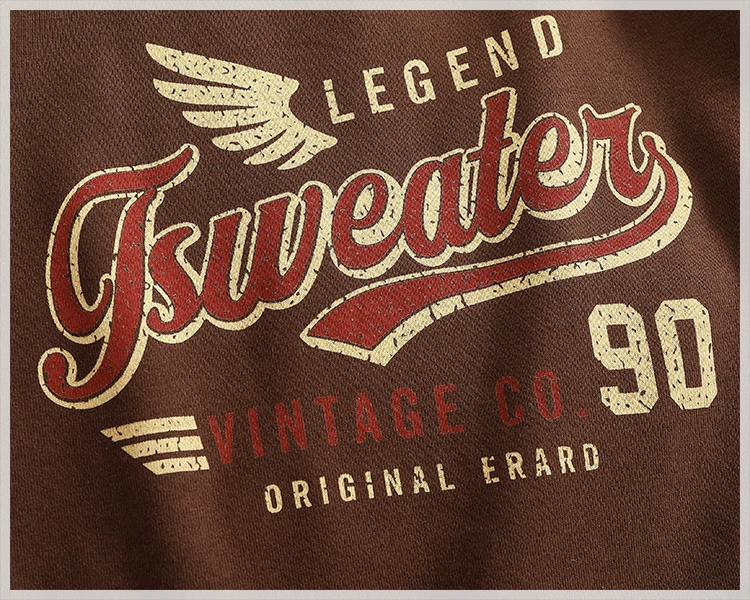 2024 Autumn New American Retro Long Sleeve O-neck Wing Letter Printed Sweatshirts Men's Fashion Terry Pullover Casual Sportwear