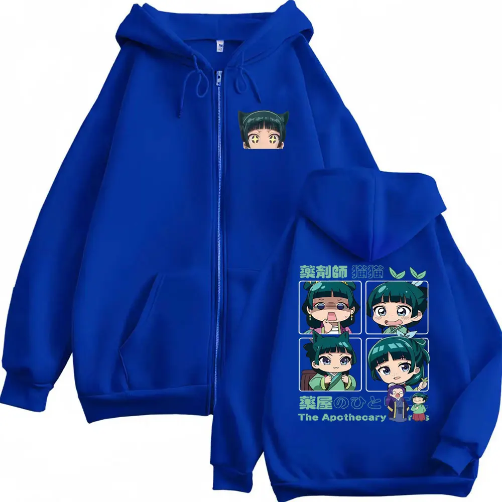 Anime The Apothecary Diaries Maomao Zipper Hoodie Men Women Casual Oversized Zip Up Jacket Male Fleece Cotton Zip Up Sweatshirt