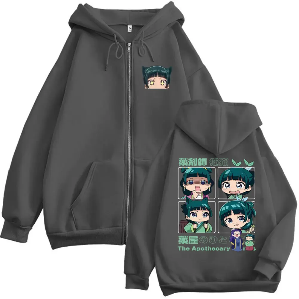 Anime The Apothecary Diaries Maomao Zipper Hoodie Men Women Casual Oversized Zip Up Jacket Male Fleece Cotton Zip Up Sweatshirt