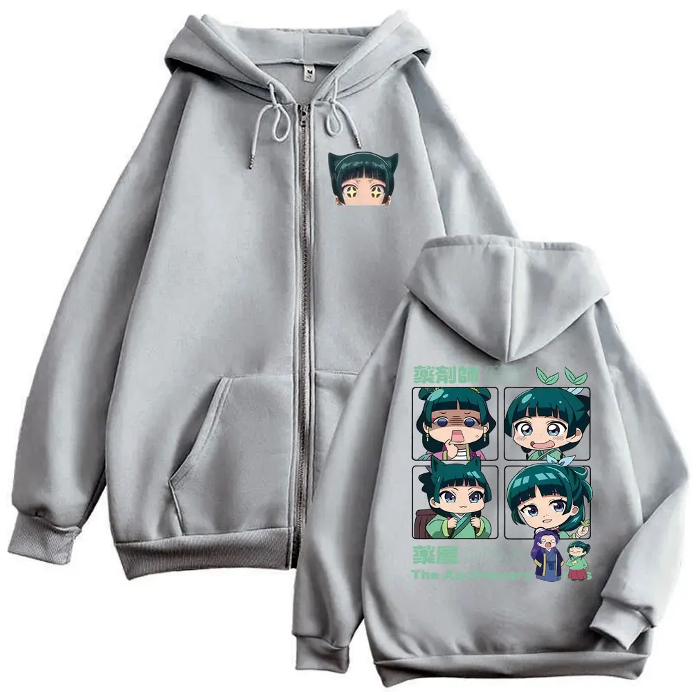 Anime The Apothecary Diaries Maomao Zipper Hoodie Men Women Casual Oversized Zip Up Jacket Male Fleece Cotton Zip Up Sweatshirt