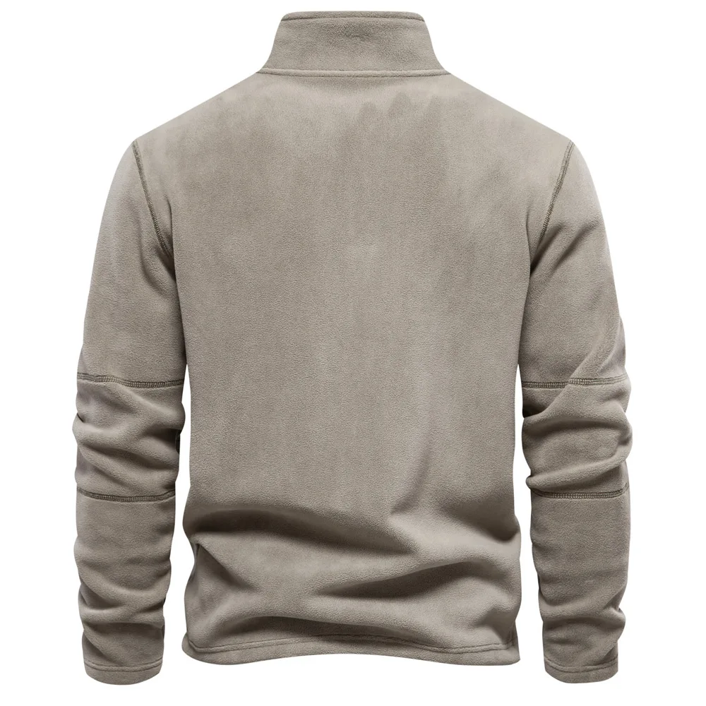 2026 Men's Winter Warm Fleece Tops Sweatshirts Casual Long Sleeve Zipper Stand Collar Pullover Tops Fashion Solid Sweatshirts