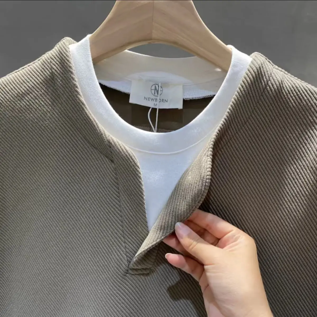 Male Sweatshirt No Logo Overfit Y2k Vintage Loose Clothing Deals Welcome Deal Cheap Luxury Cotton Men's Pullover Fake Two Piece
