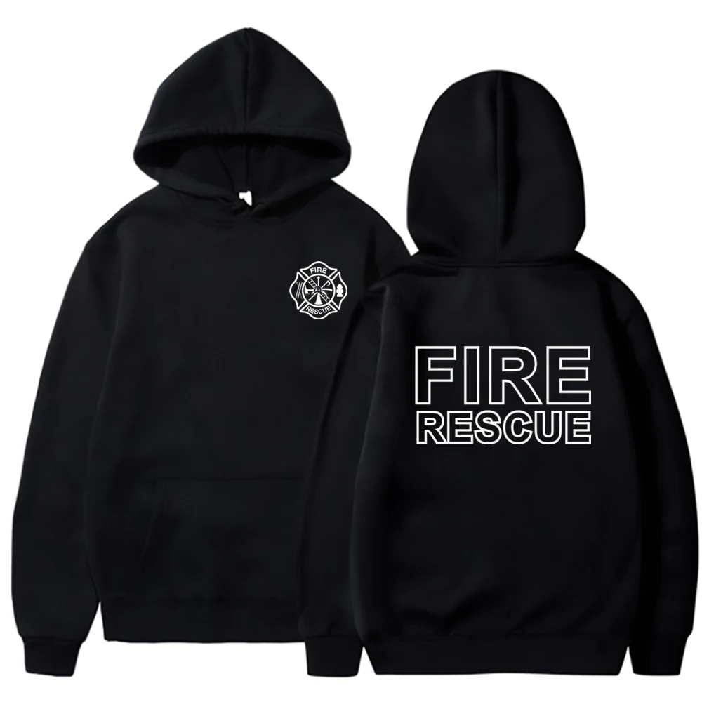 Fire Rescue Firefighter Hoodie Funny Fireman Sweatshirt Men Hoodies Pullover Hip Hop Streetwear