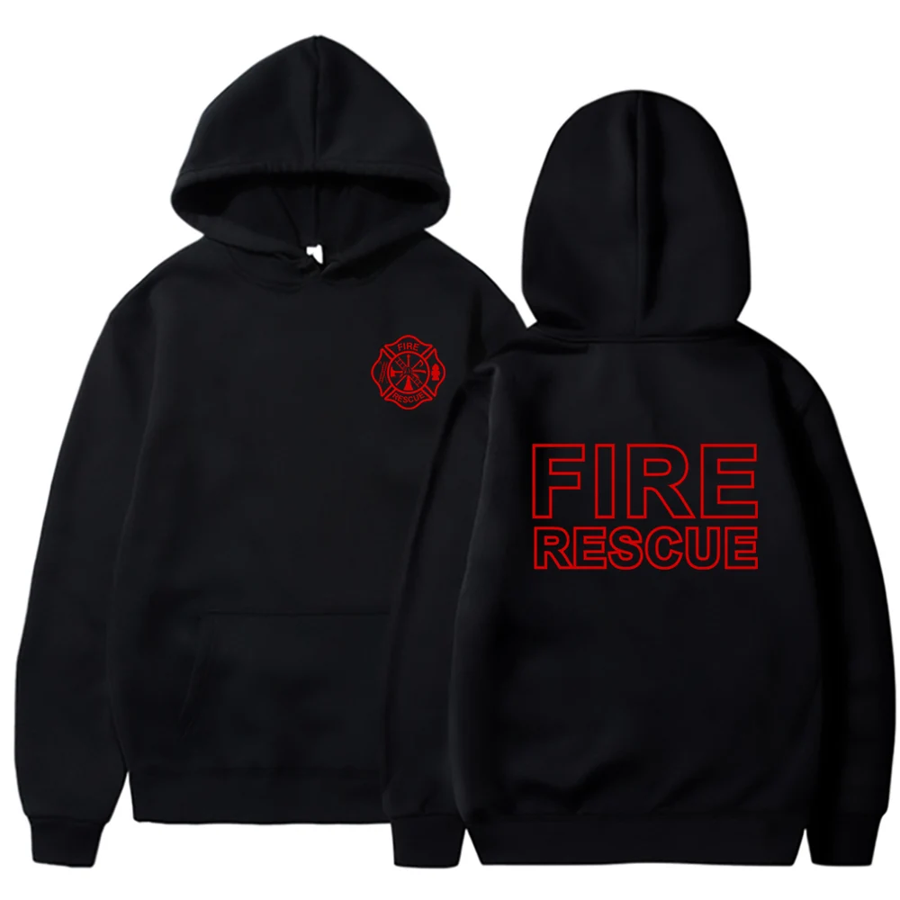 Fire Rescue Firefighter Hoodie Funny Fireman Sweatshirt Men Hoodies Pullover Hip Hop Streetwear