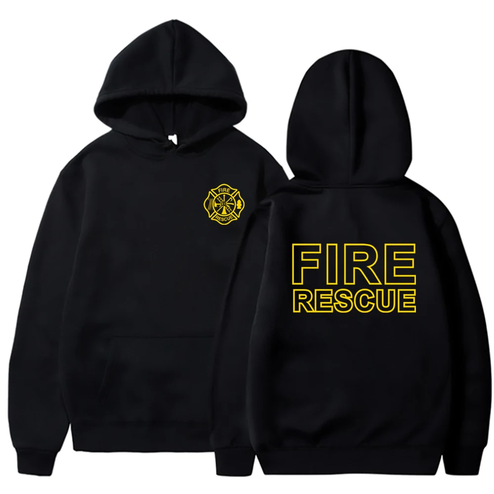 Fire Rescue Firefighter Hoodie Funny Fireman Sweatshirt Men Hoodies Pullover Hip Hop Streetwear