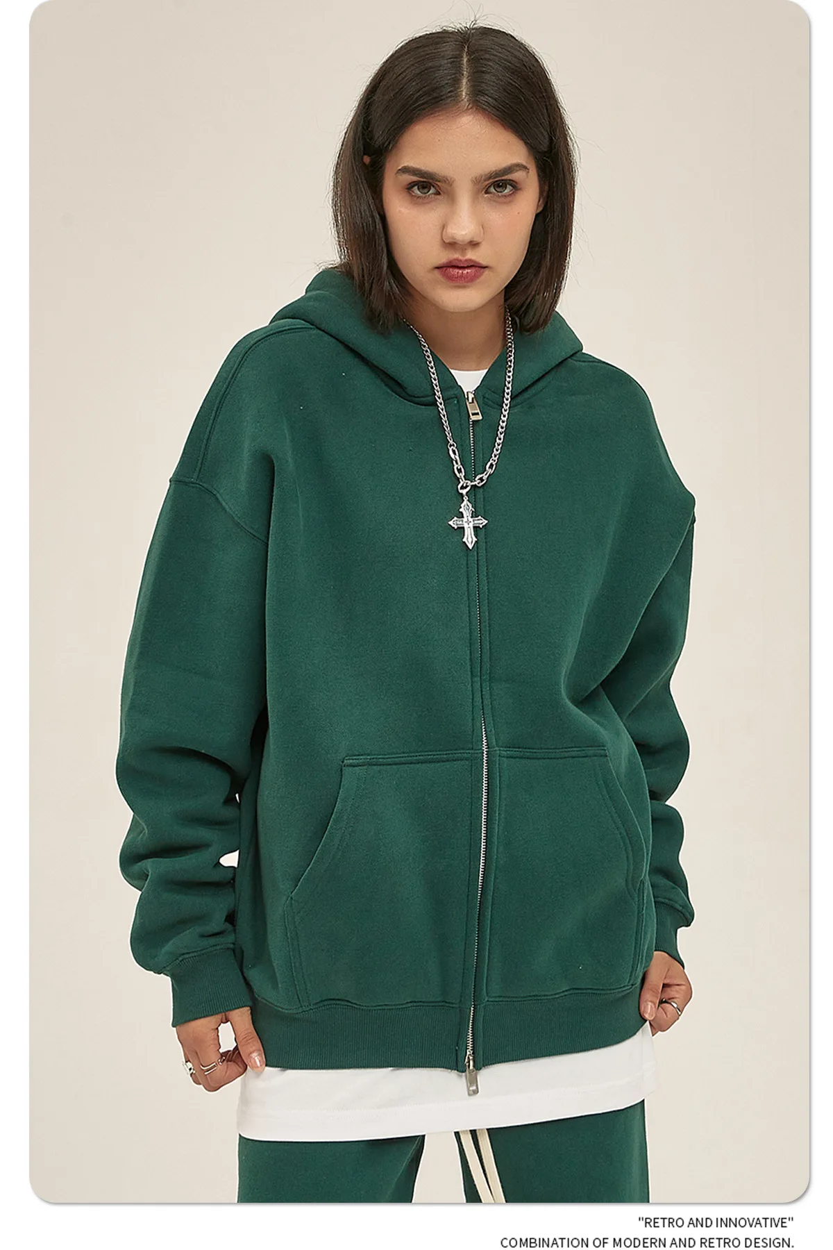 IEFB Men's Wear Male Hoodies Solid Color Winter Spring New Fashion Velvet Double Head Zippers Cardigan Loose Sweatshirt 9C9351