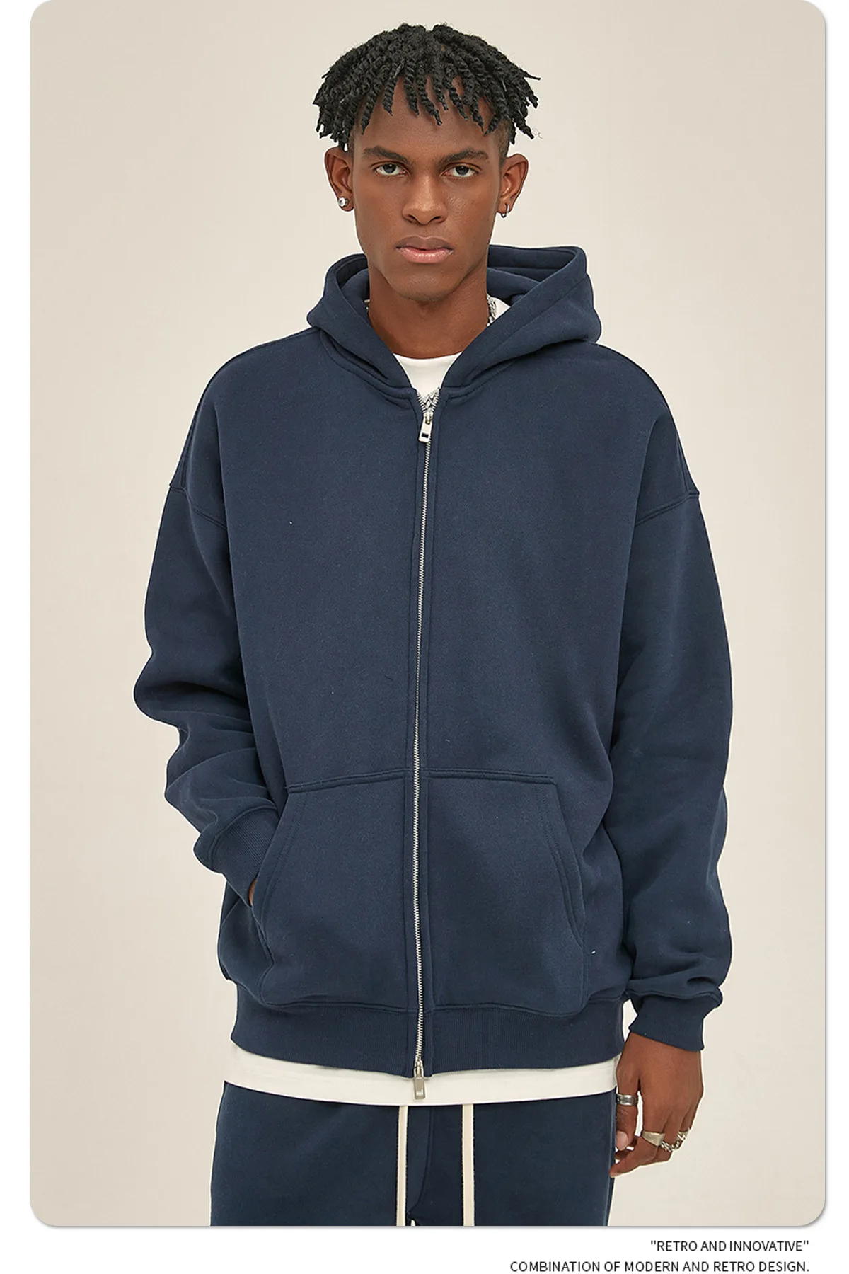 IEFB Men's Wear Male Hoodies Solid Color Winter Spring New Fashion Velvet Double Head Zippers Cardigan Loose Sweatshirt 9C9351
