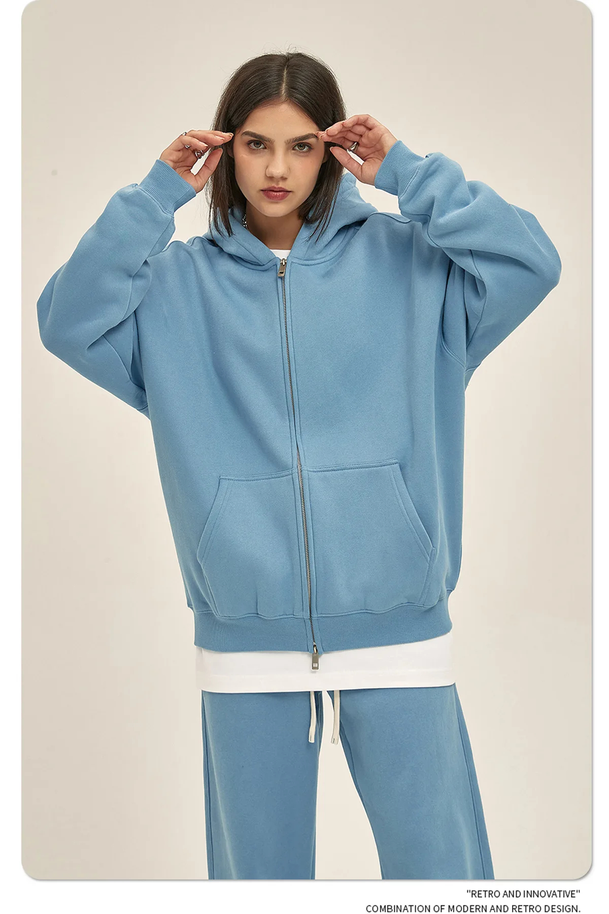 IEFB Men's Wear Male Hoodies Solid Color Winter Spring New Fashion Velvet Double Head Zippers Cardigan Loose Sweatshirt 9C9351