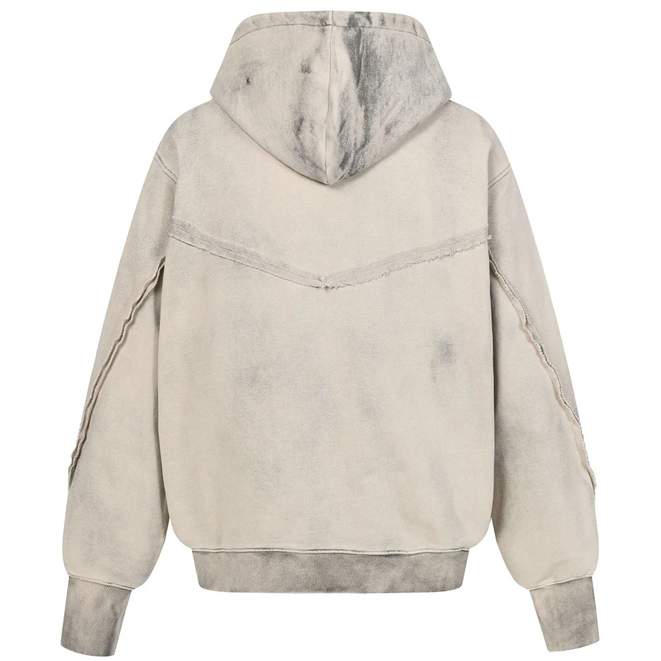 Irregular Patchwork Vintage Hoodies Men Streetwear Harajuku Hip Hop Hoodies Jackets Retro Oversized Y2K Hoodies