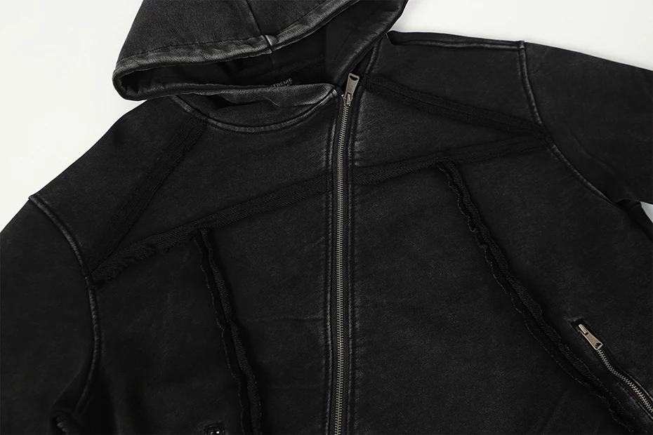 Irregular Patchwork Vintage Hoodies Men Streetwear Harajuku Hip Hop Hoodies Jackets Retro Oversized Y2K Hoodies
