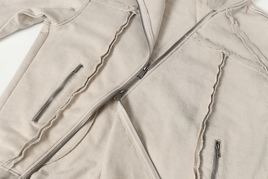 Irregular Patchwork Vintage Hoodies Men Streetwear Harajuku Hip Hop Hoodies Jackets Retro Oversized Y2K Hoodies