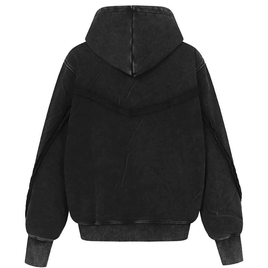 Irregular Patchwork Vintage Hoodies Men Streetwear Harajuku Hip Hop Hoodies Jackets Retro Oversized Y2K Hoodies
