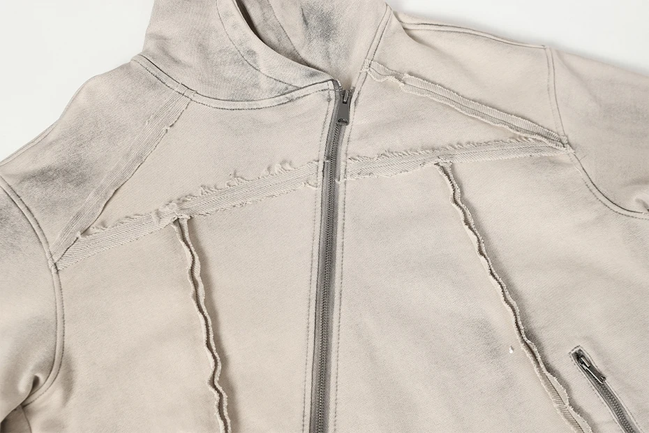 Irregular Patchwork Vintage Hoodies Men Streetwear Harajuku Hip Hop Hoodies Jackets Retro Oversized Y2K Hoodies