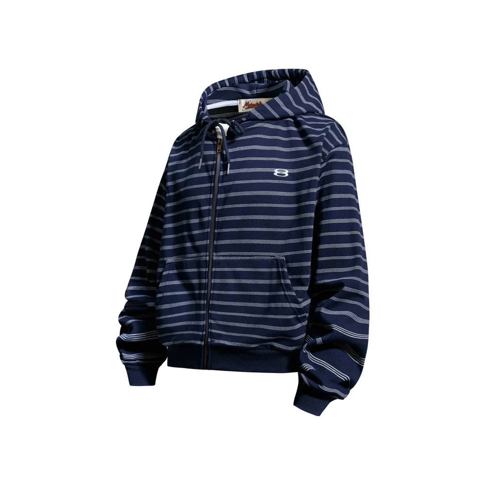 Horizontal Stripes Sweatshirts Mens Autumn Kangaroo Pocket Casual Loose Long Sleeve Sports Hoodies Outerwear Men