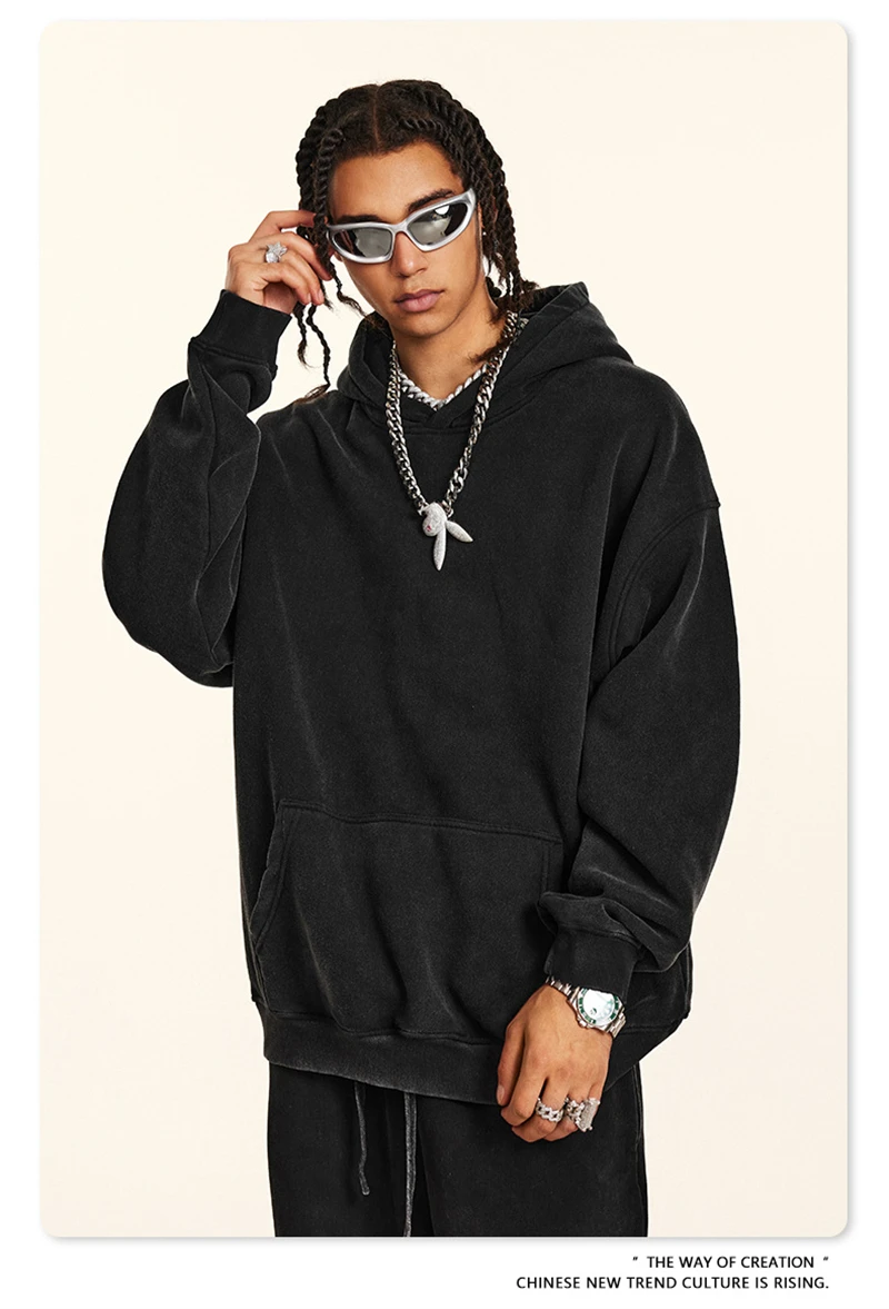 ZODF 2024 Winter Men's Washed Fleece Hoodies Unisex Women Retro Loose Warm 360gsm Hooded Pullovers Sweatshirts HY0870