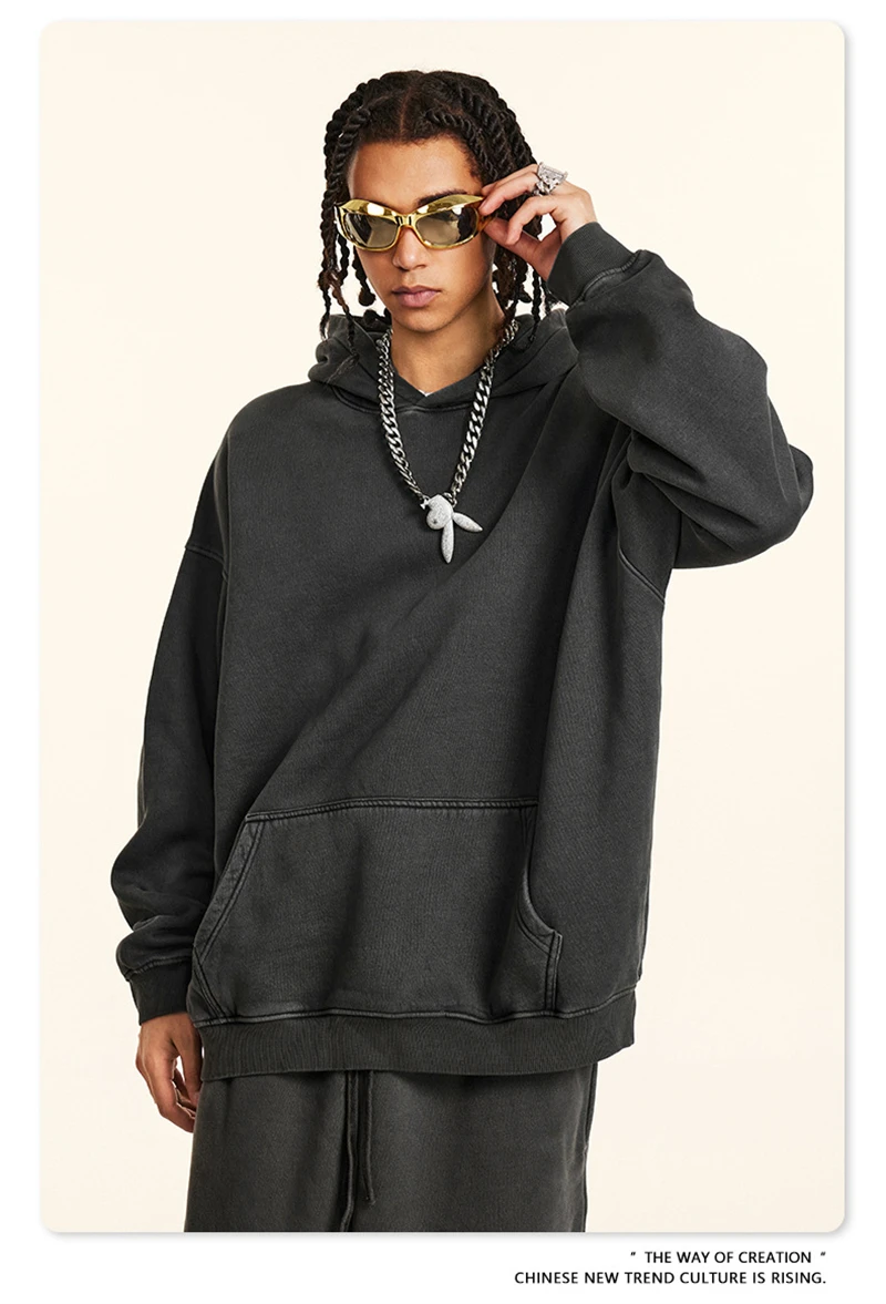 ZODF 2024 Winter Men's Washed Fleece Hoodies Unisex Women Retro Loose Warm 360gsm Hooded Pullovers Sweatshirts HY0870