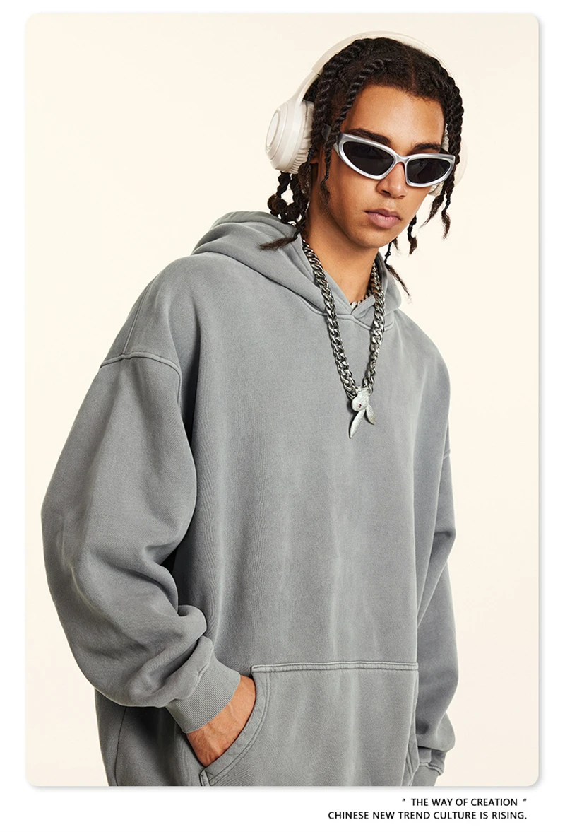 ZODF 2024 Winter Men's Washed Fleece Hoodies Unisex Women Retro Loose Warm 360gsm Hooded Pullovers Sweatshirts HY0870