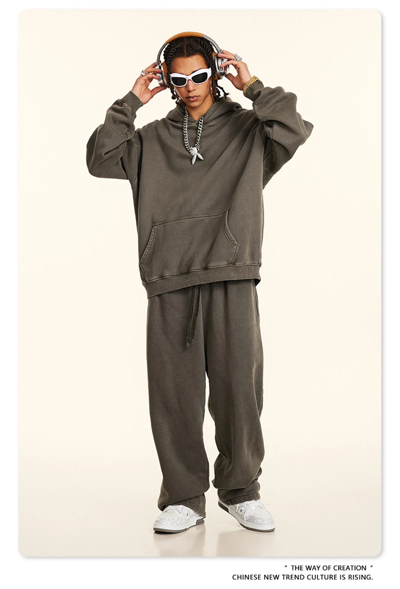 ZODF 2024 Winter Men's Washed Fleece Hoodies Unisex Women Retro Loose Warm 360gsm Hooded Pullovers Sweatshirts HY0870