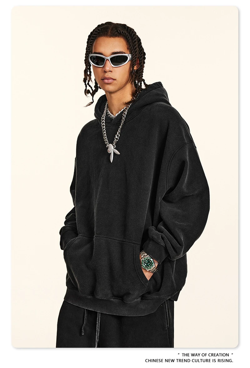 ZODF 2024 Winter Men's Washed Fleece Hoodies Unisex Women Retro Loose Warm 360gsm Hooded Pullovers Sweatshirts HY0870