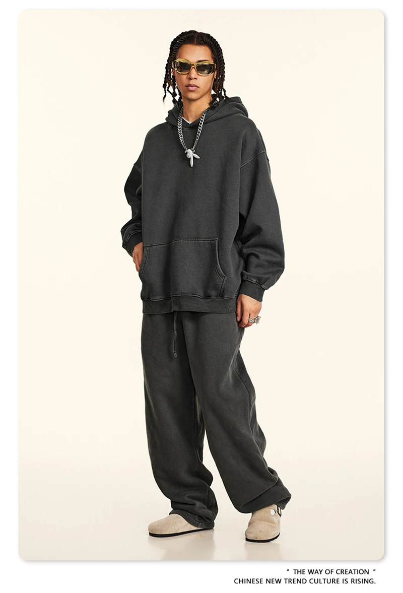 ZODF 2024 Winter Men's Washed Fleece Hoodies Unisex Women Retro Loose Warm 360gsm Hooded Pullovers Sweatshirts HY0870