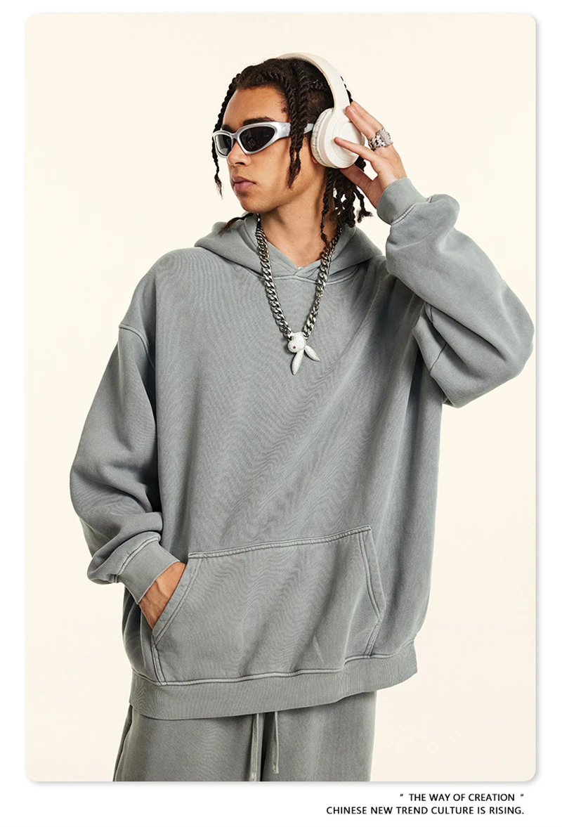 ZODF 2024 Winter Men's Washed Fleece Hoodies Unisex Women Retro Loose Warm 360gsm Hooded Pullovers Sweatshirts HY0870